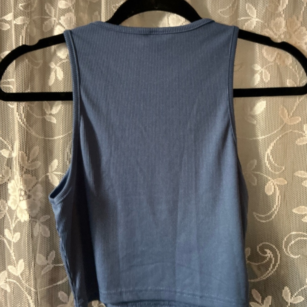 SHEIN Blue Ribbed Tank Top size medium - Picture 3 of 3